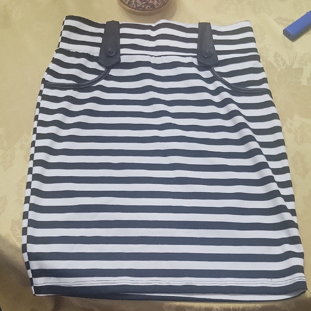 Black and White Striped Women's Skirt